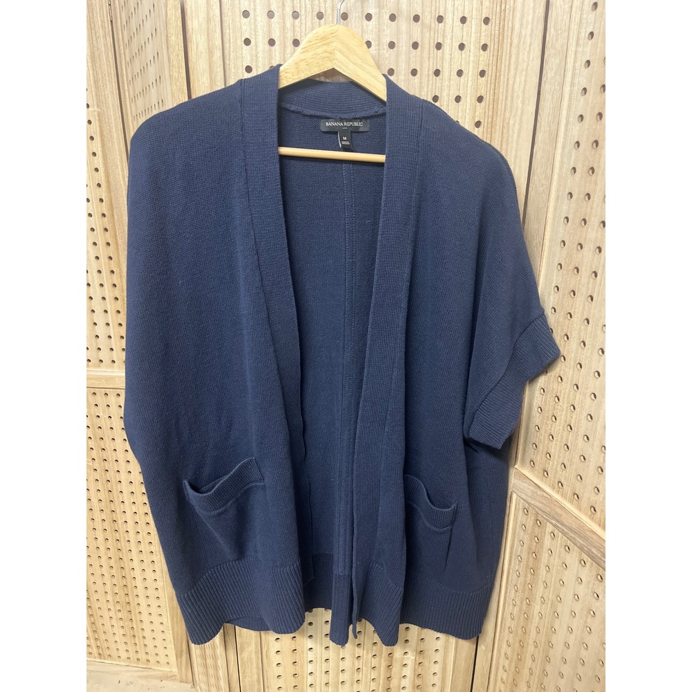 Banana Republic Navy Blue Knit Short Sleeve Cardigan Sweater M